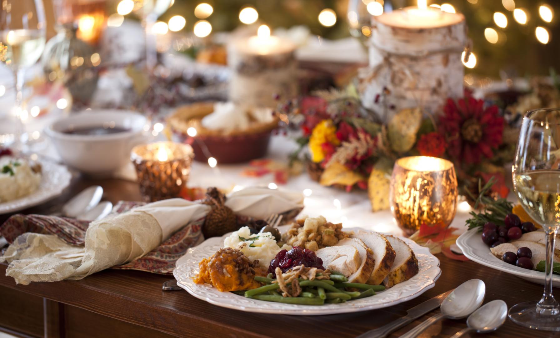 Fancy dinner table with food