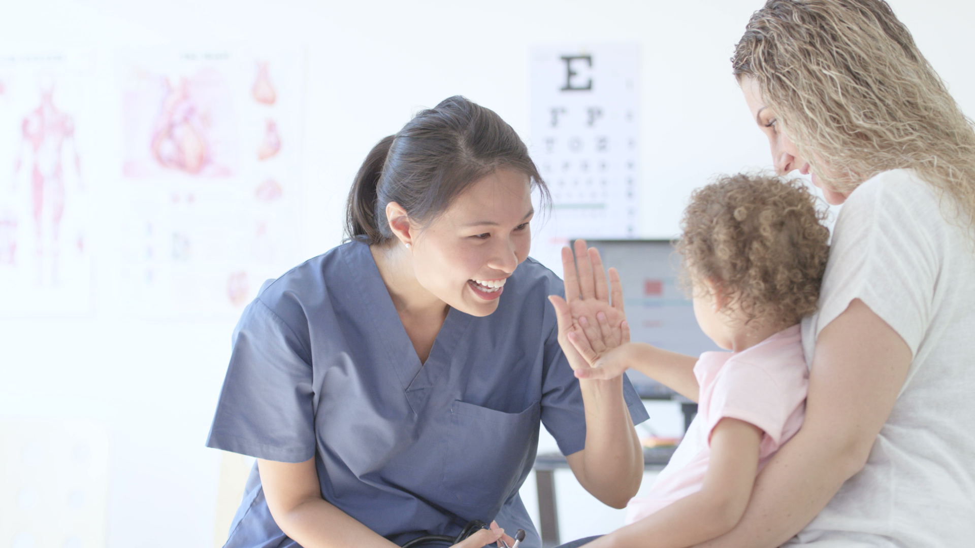Health care worker with child