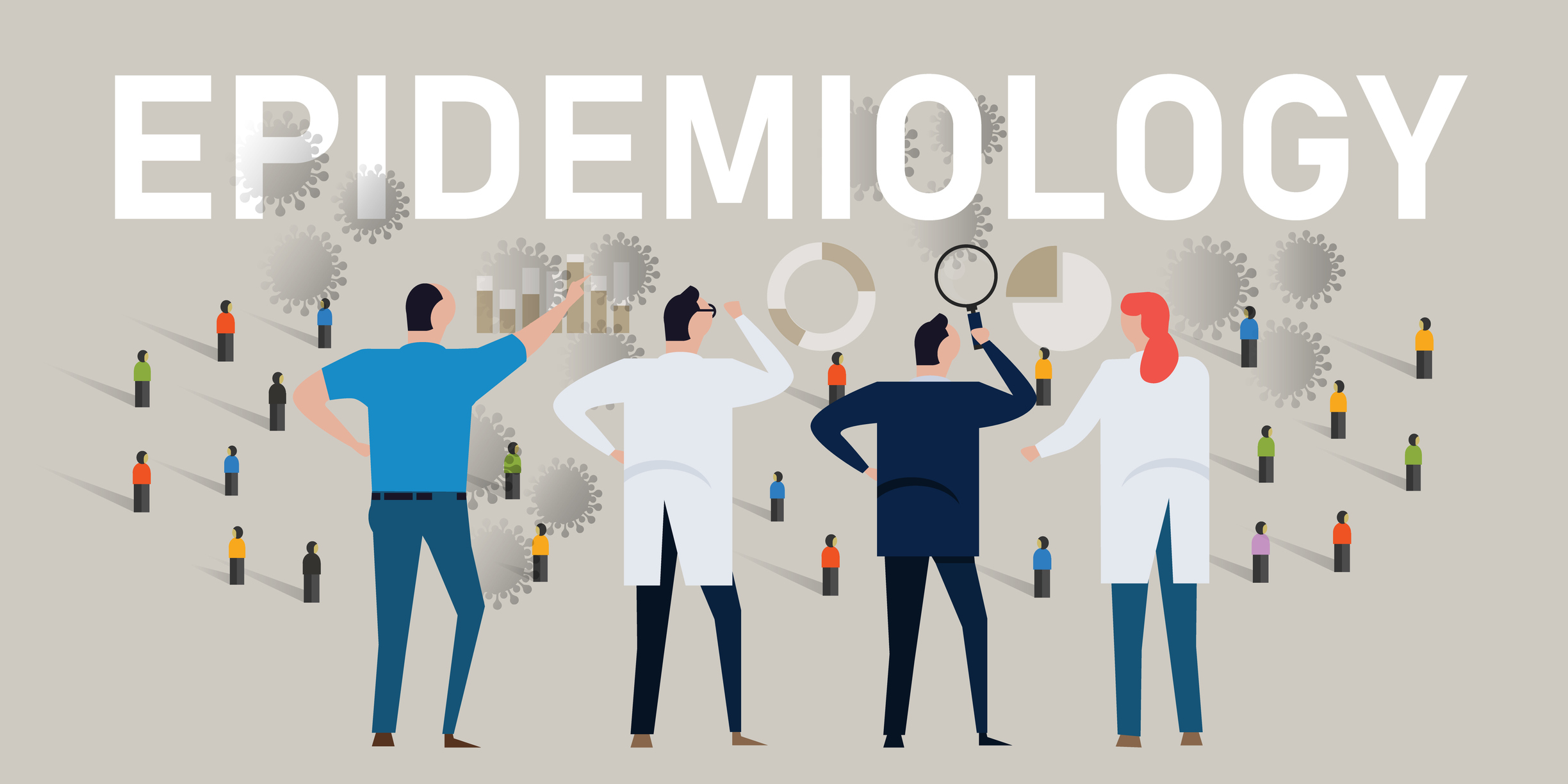 epidemiology epidemiologist scientist analyze data on covid-19 corona virus pandemic illustration