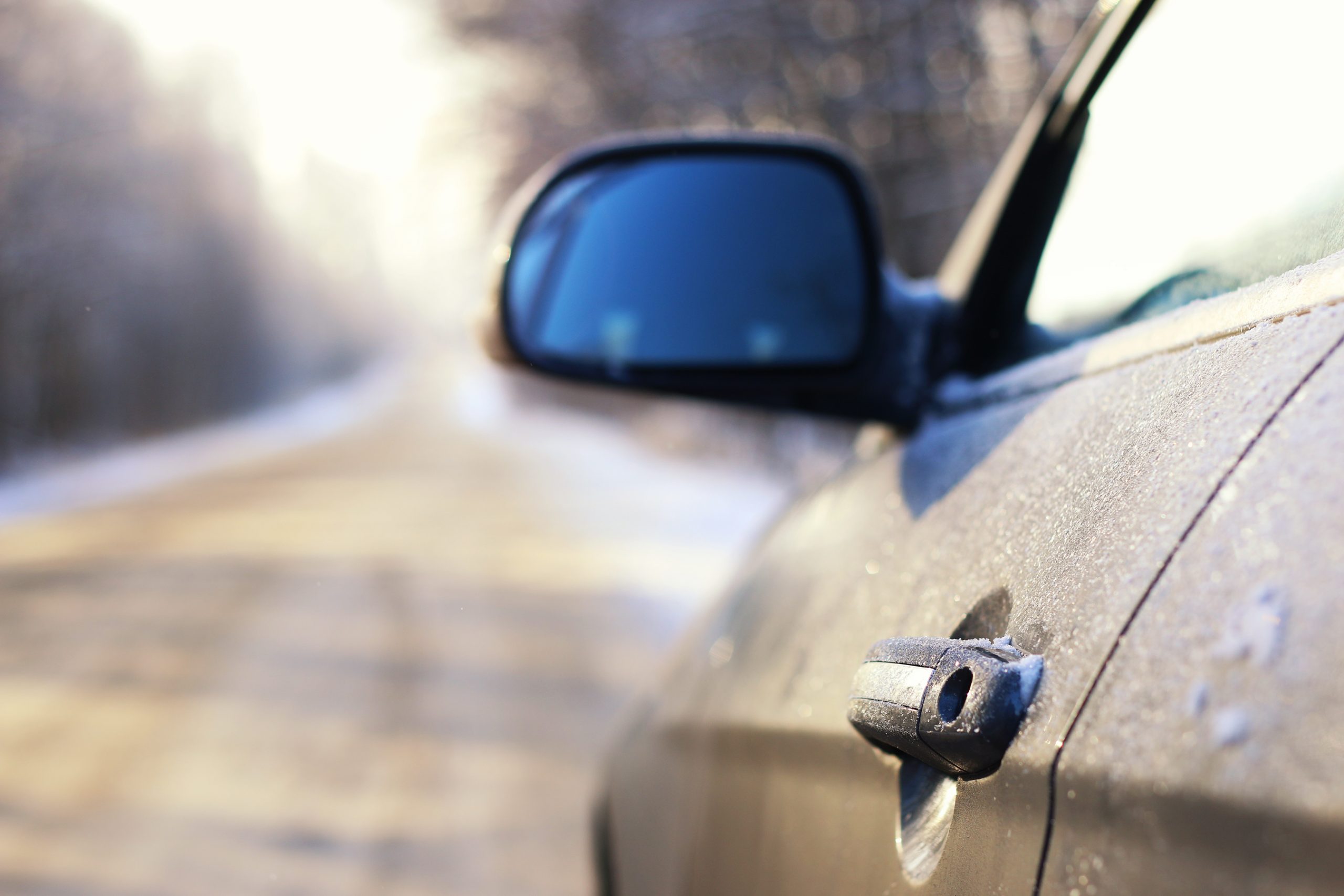 car on the road in winter