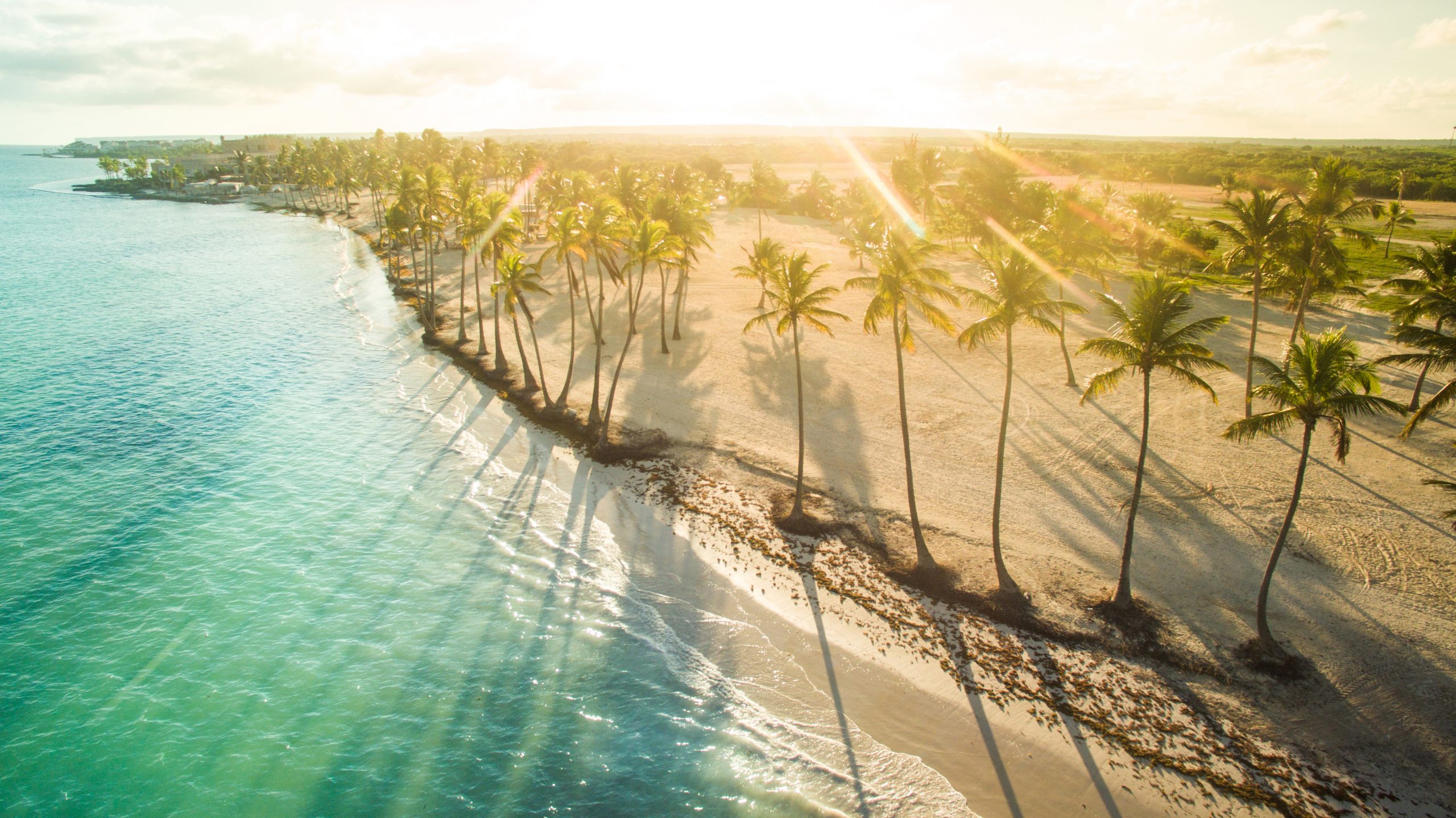 Aerial view of tro beach in the sunny afternoon. Juanillo beach, Dominican Republic.