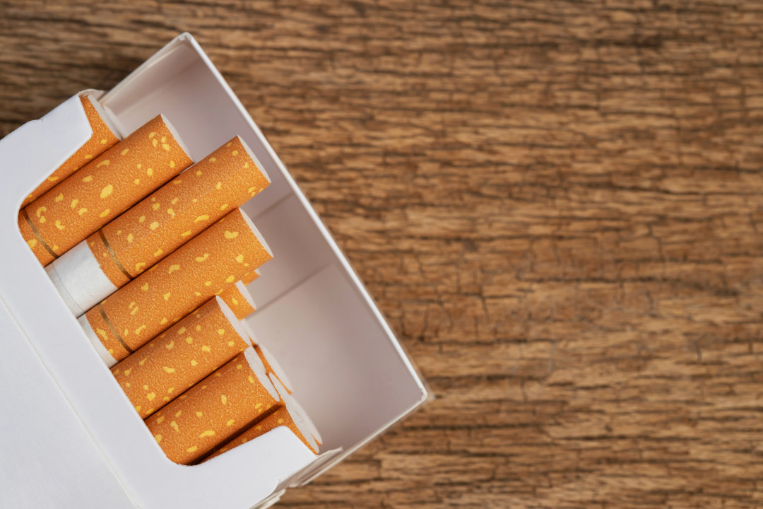 Cigarette pack sitting on counter.